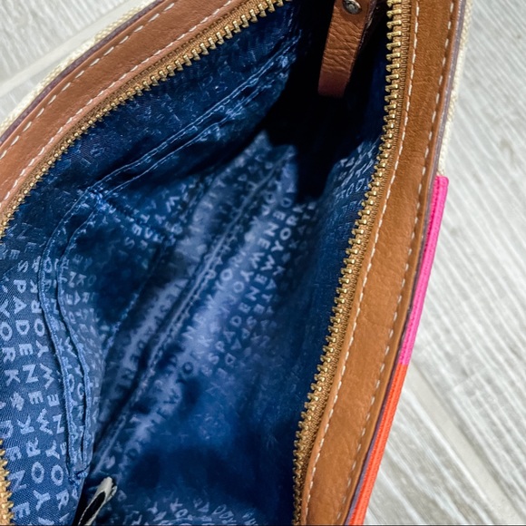 Kate Spade Classic Victoria Tan Cream with Pink & Orange Accent Stripe Canvas - Picture 3 of 3